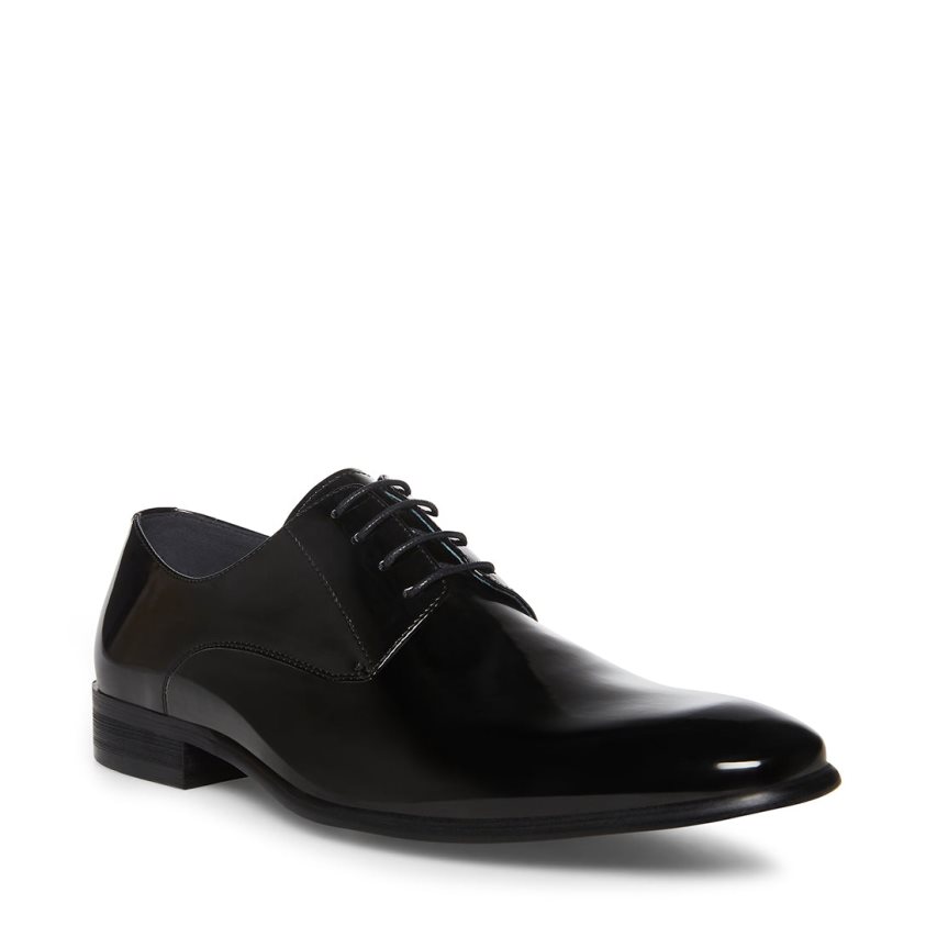 Black Steve Madden Beaux Patent Men's Derby Shoes | PH 2678ZXB